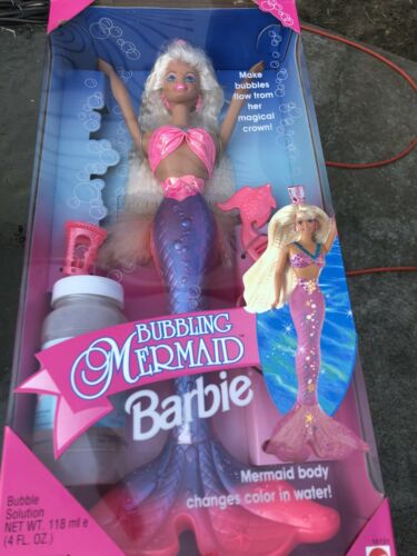New 1996 Bubbling Mermaid Barbie. Body Changes Color In Water! Very Nice!